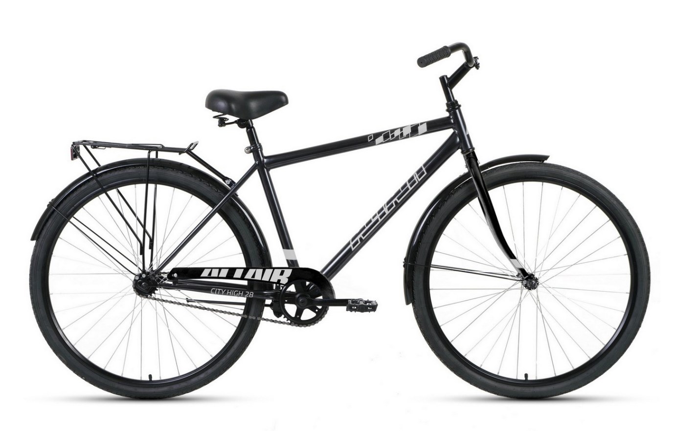 Велосипед Altair City 28 high (28" 1 ск. рост 19") 2022 темно-серый/серебристый