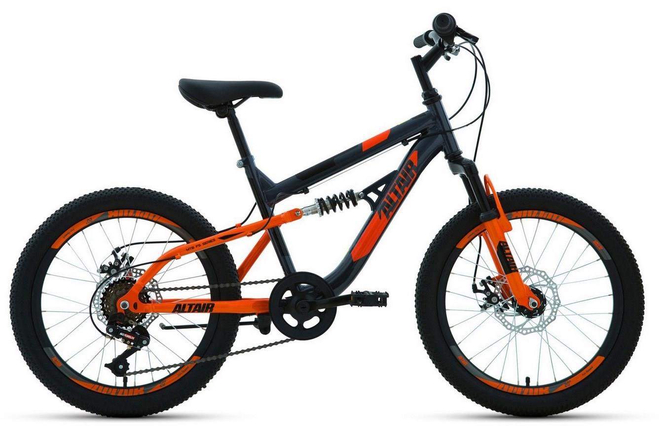 Велосипед Altair MTB FS 20 D (20" 6 ск. рост 14") 2022 темно-серый/оранжевый