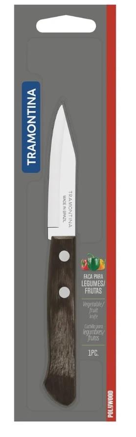 Нож овощной Tramontina Polywood 8см с деревянной ручкой в блистере 21118/193