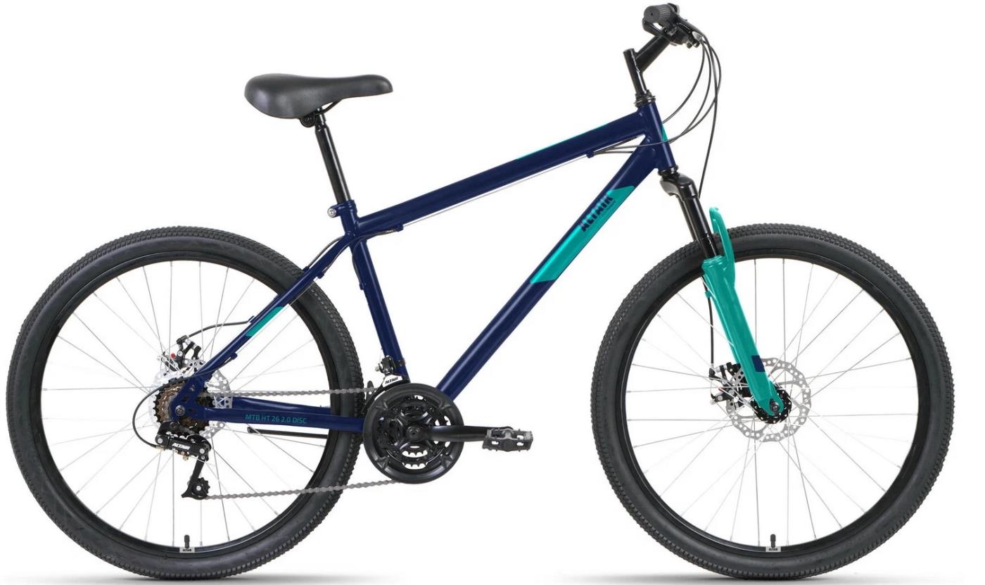 Велосипед Altair MTB HT 26 2.0 D (26" 21ск. рост 19") 2022 темно-синий/бирюзовый