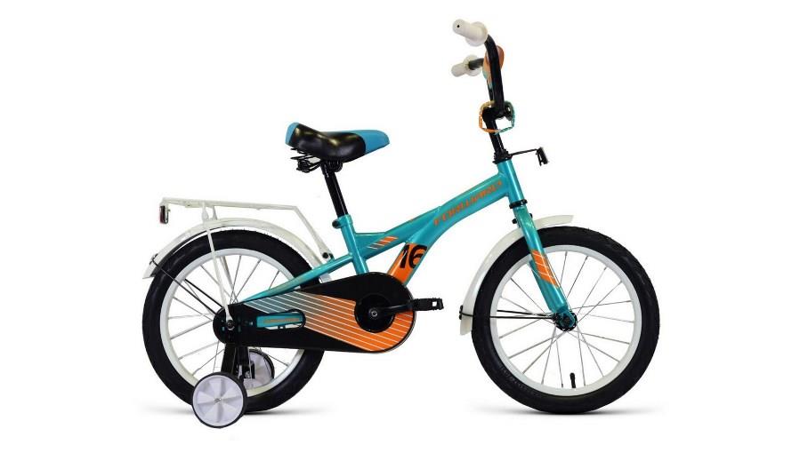 Велосипед Forward Crocky 16  (16" 1ск.) 2021-22 бирюзовый/оранжевый