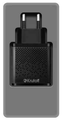Зарядное устройство Krutoff CH-07 2xUSB, 2.4A (black)
