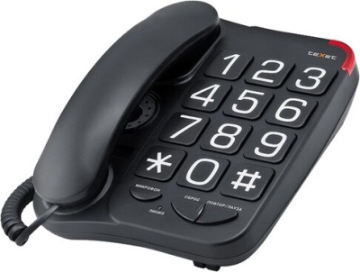 Телефон проводной teXet TX-201 черный
