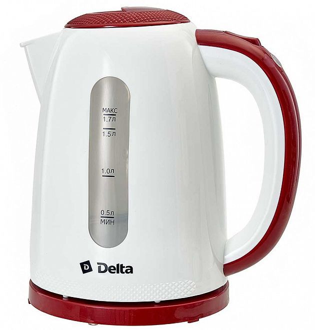Чайник Delta DL-1106 белый с бордовым