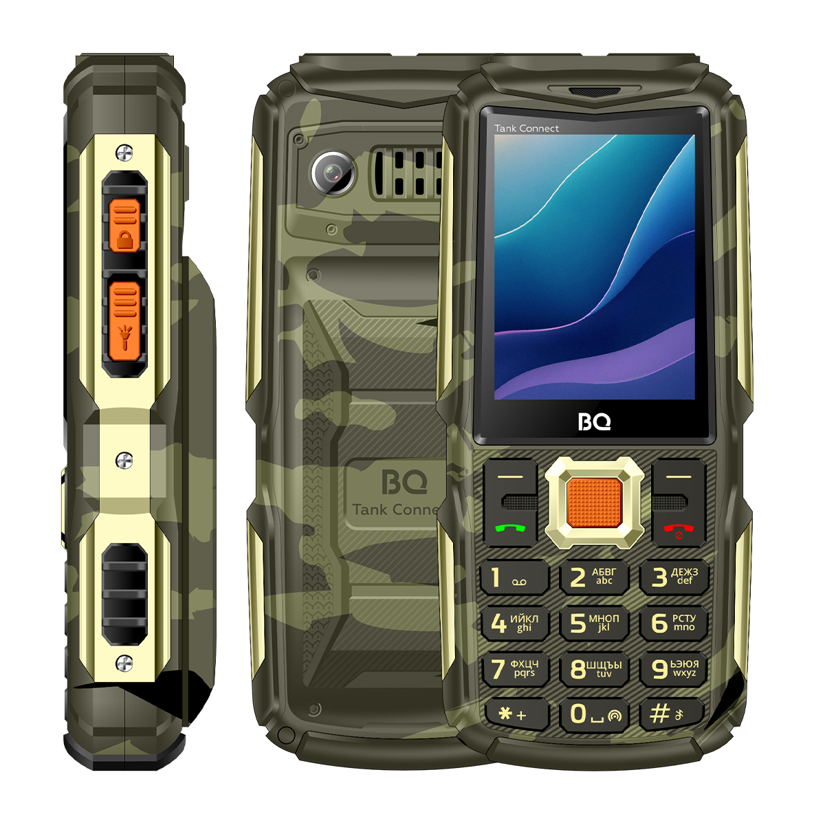 Мобильный телефон BQ 2430L Tank Connect Camouflage+Gold