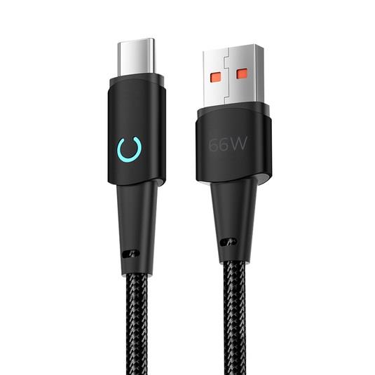 USB кабель Deppa Moon USB - USB Type-C 66Вт 6А Black (1,2м) 72521