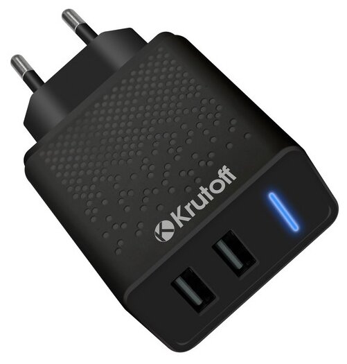Зарядное устройство Krutoff CH-07 2xUSB, 2.4A (black)