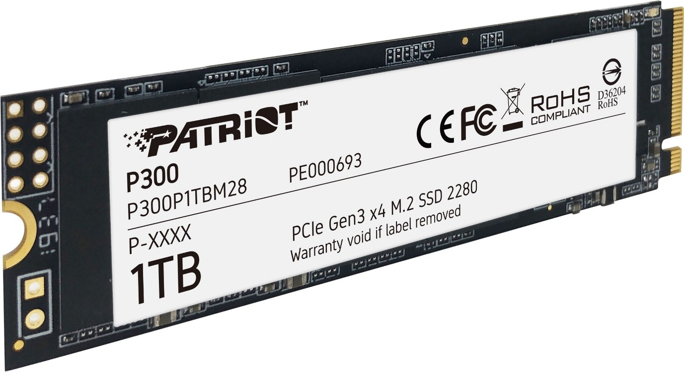 SSD M.2 1Tb Patriot P300 2280 PCIe Gen3 x4 NVMe Retail