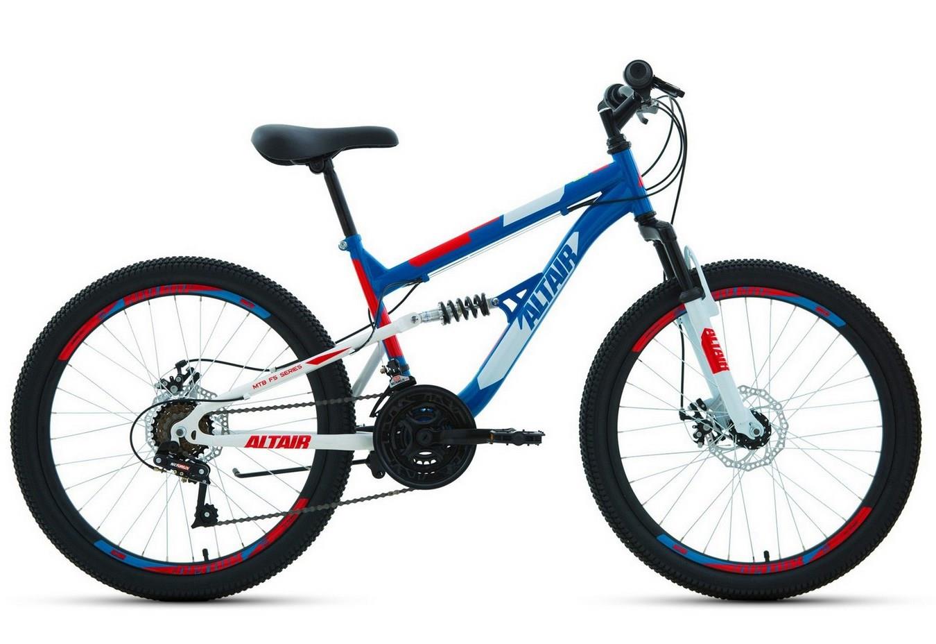 Велосипед Altair MTB FS 24 D (24" 18 ск. рост 15") 2022 синий/красный