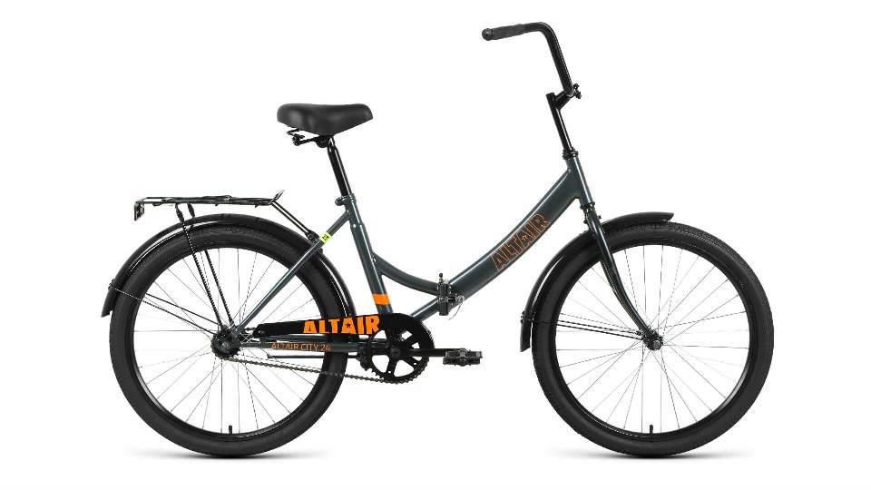 Велосипед Altair City 24 FR (24" 1 ск. рост 16"скл.) 2022-23 темно-серый/оранжевый