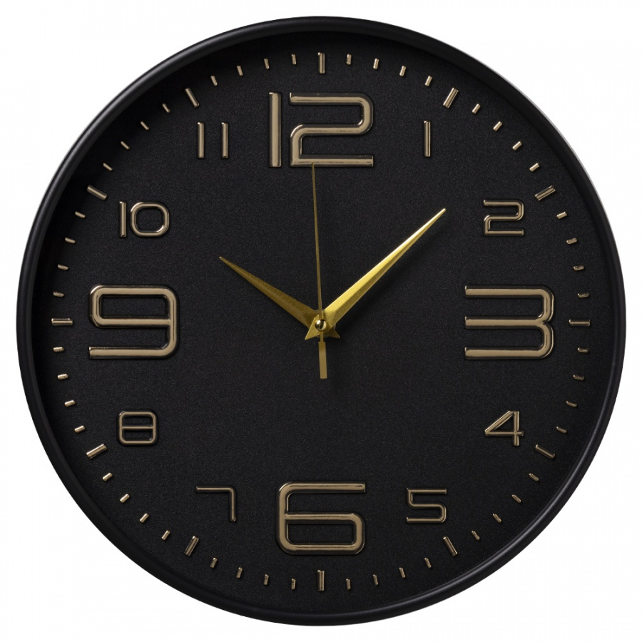 Часы настенные Рубин круг d=30см, корпус чёрный, "Классика"