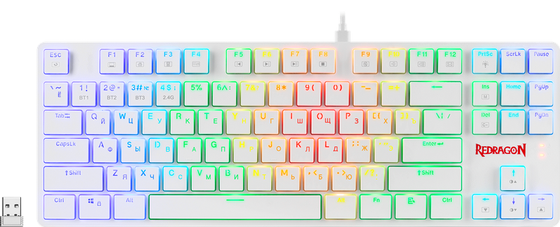 Клавиатура Redragon Anubis RGB Беспроводная Механическая (Wireless USB+BT) White