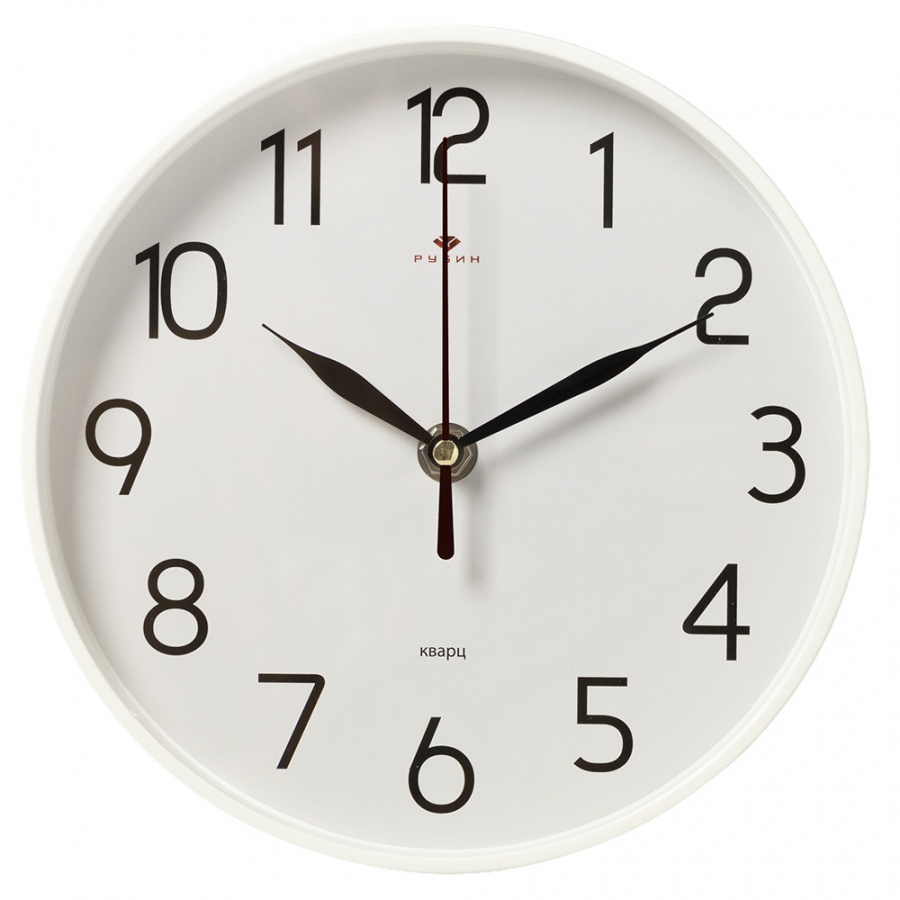 Часы настенные Рубин круг d=19,5см, корпус белый, "Классика"