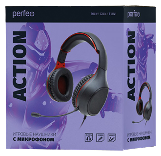 Гарнитура Perfeo PF-A4477 ACTION черный/красный Гарнитура Perfeo PF-A4477 ACTION черный/красный