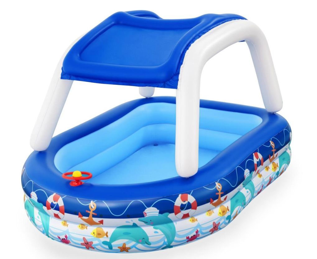 Бассейн надувной с навесом от солнца Bestway 54370 SEA CAPTAIN FAMILY POOL (8943)