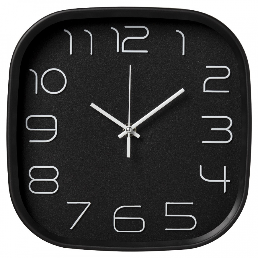 Часы настенные Рубин квадрат 25х25см, корпус чёрный, "Классика"