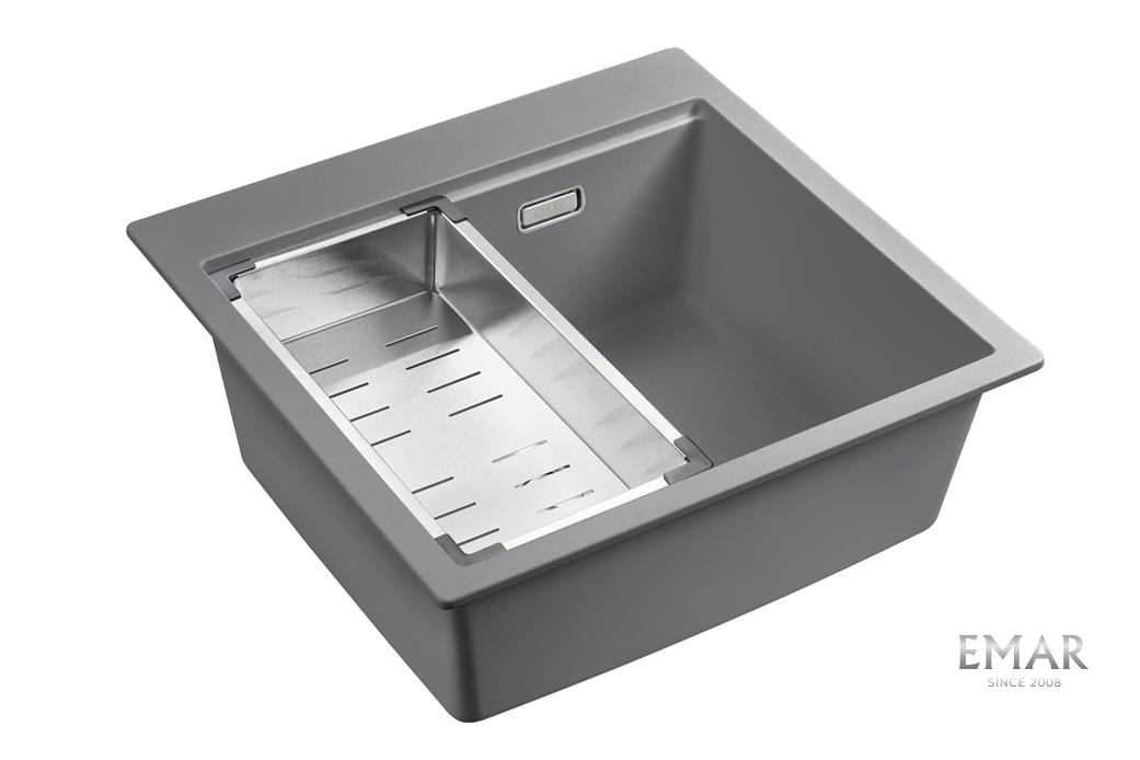 Кухонная мойка Emar EMQ-1520.Q Алмаз с коландером