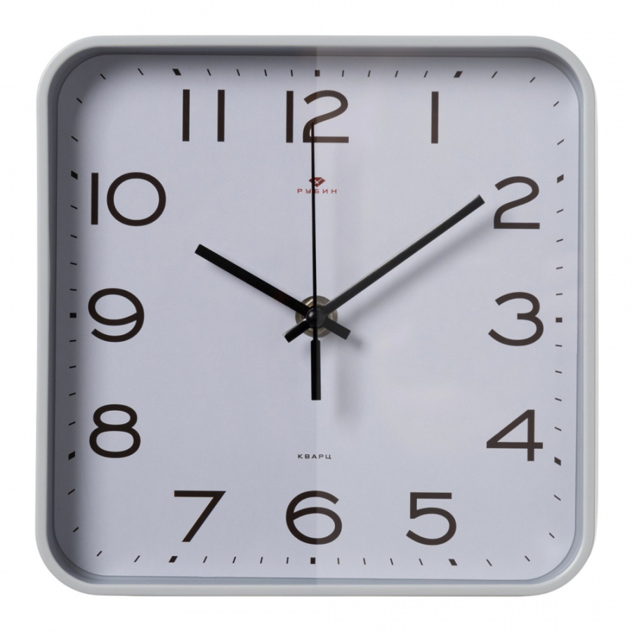 Часы настенные Рубин квадрат 19х19см, корпус серый, "Классика"