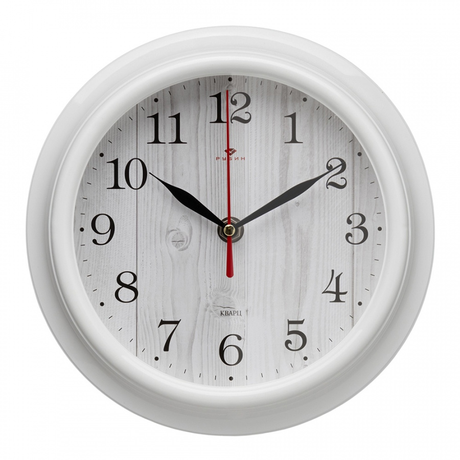 Часы настенные Рубин круг d=21см, корпус белый "Белое дерево"