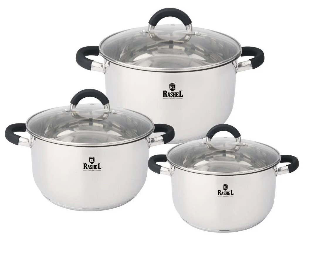 Набор кастрюль Rashel Комфорт 6 пр. 3,6 л, 4,7 л, 6 л R-346к