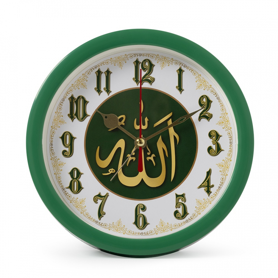 Будильник Рубин кварц d=15см, корпус зеленый "Молитва"