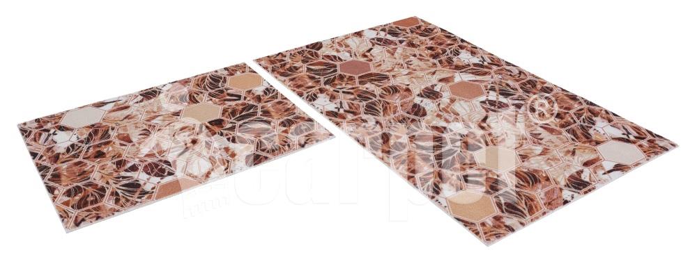 Набор ковриков Shahintex icarpet Print а/с Соты Мрамор 60х100+60х50 чёрно-серый 826919