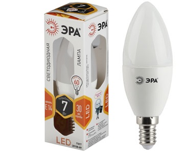 Лампы Эра LED smd B35-7W-827-E14