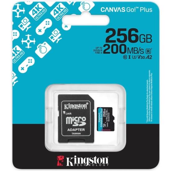 Карта флеш-памяти Kingston microSDXC 256GB Class10 Canvas Go Plus A2 U3 V30 + ADP