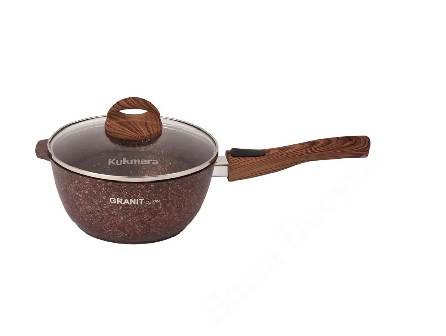 Ковш Kukmara Granit Ultra red 2,2 л со съем. ручкой и стекл. крышкой кга0225а