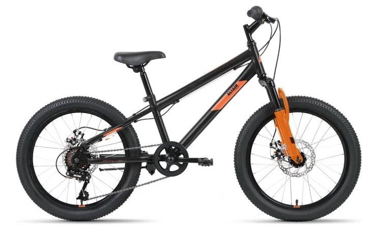 Велосипед Altair MTB HT 20 2.0 D (20" 6ск. рост 10,5") 2022 черный/оранжевый