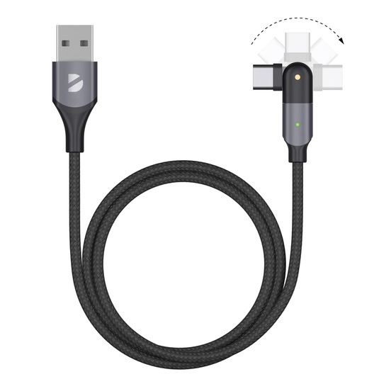 USB кабель Deppa USB - USB Type-C поворотный 180˚ Black (1,2м) 72325