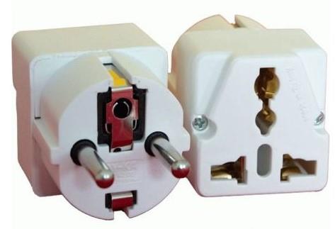 Переходник AY-KA вилка- (тревел-адаптер) 16А 250В (земля, белый)