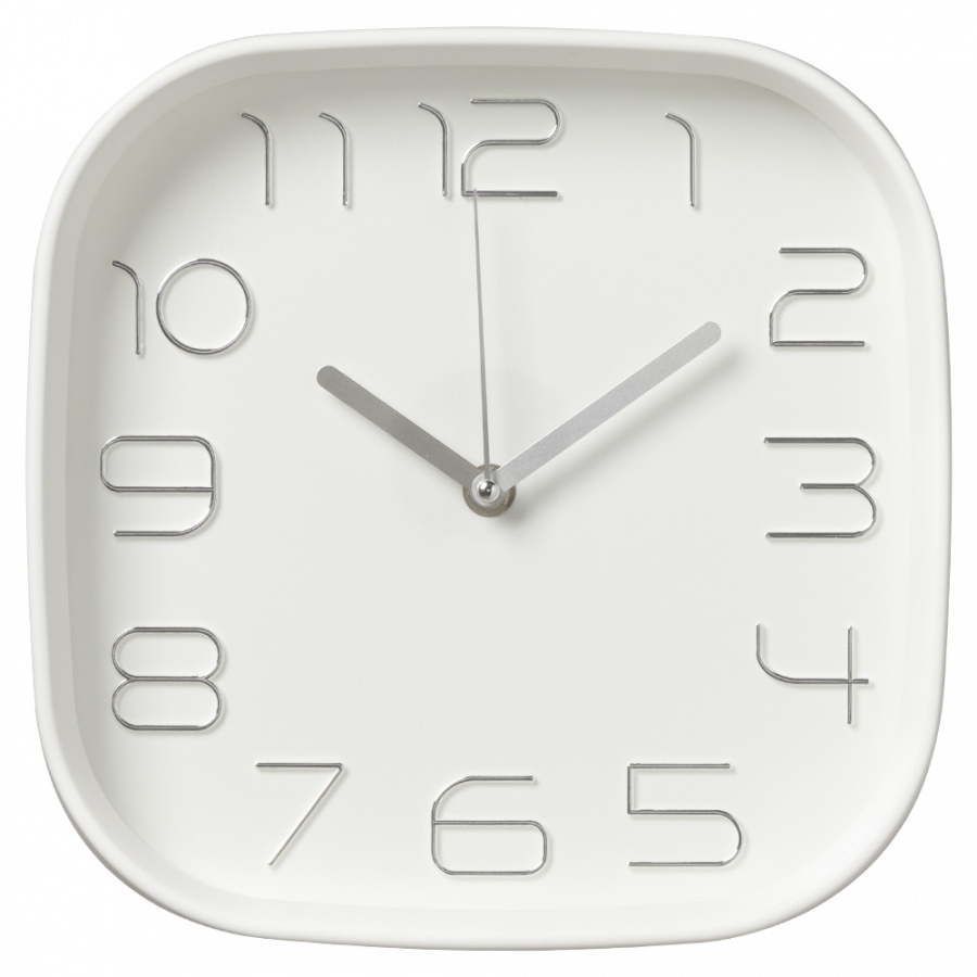 Часы настенные Рубин квадрат 25х25см, корпус белый+серебро, "Классика"