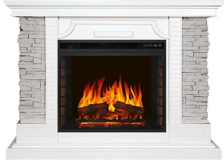 Каминокомплект: Портал Avignon сланец серый, шпон белый с очагом Royal Flame Vision 23 EF LED FX