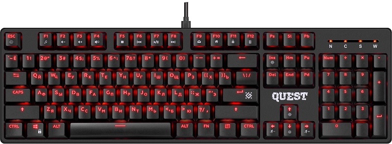 Клавиатура Defender Quest GK-596 Red Led Механическая (USB) Black
