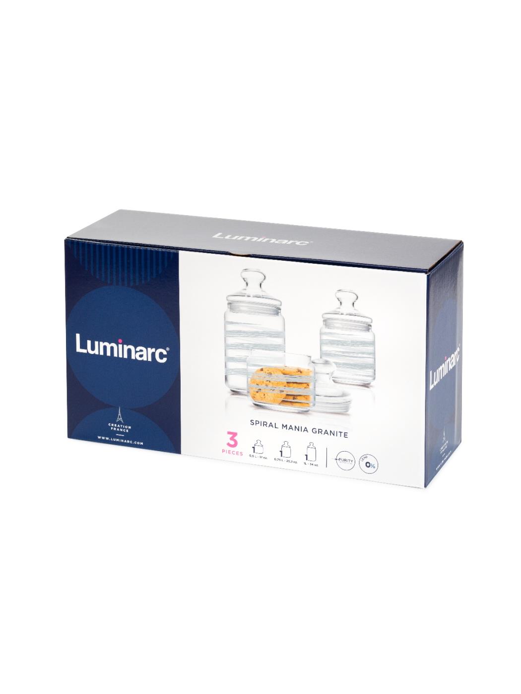 Набор банок для продуктов Luminarc Brush Mania Granite 3пр Q6026