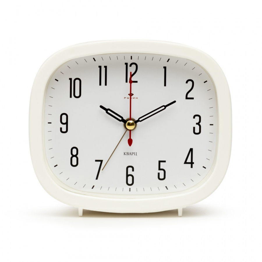 Будильник Рубин кварц, корпус белый "Классика"