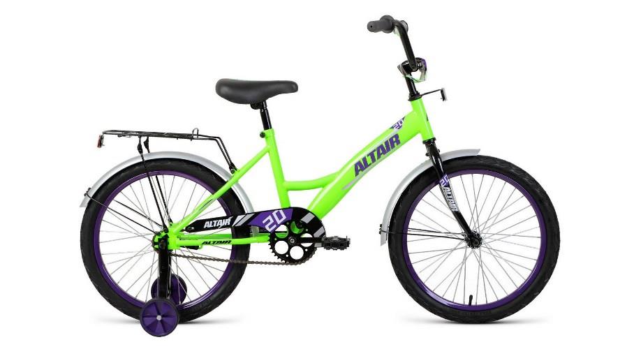 Велосипед Altair Kids 20 (1 ск. рост 13") 2021-22 ярко-зелный/фиолетовый