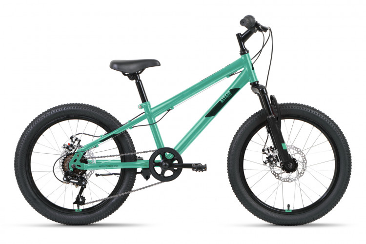 Велосипед Altair MTB HT 20 2.0 D (20" 6ск. рост 10,5") 2021-22 мятный/черный