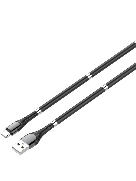 USB кабель Type-C LDNIO LS511 Neylon (Магнитная оплетка,2.4A, 2m) Black