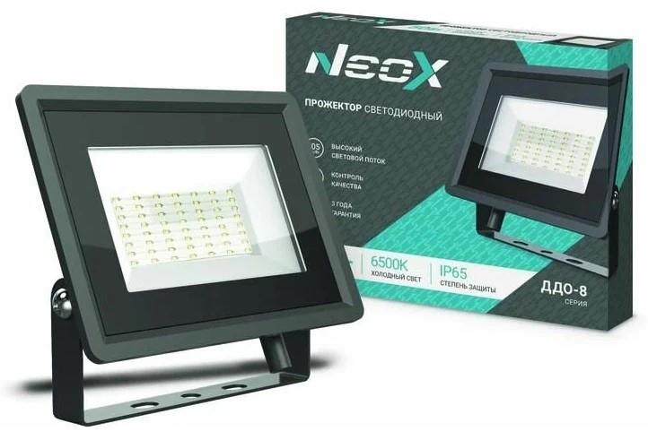 Прожектор NEOX ДДО-8 50W(5250lm) 6500K 6K 154x124x27 IP65 Алюминий-черный