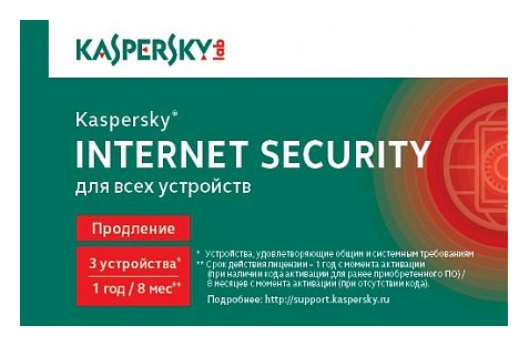 Kaspersky Internet Security RU 3-Device 1 year Renewal Card