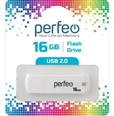 USB накопитель 16Gb USB2.0 Perfeo C05 White