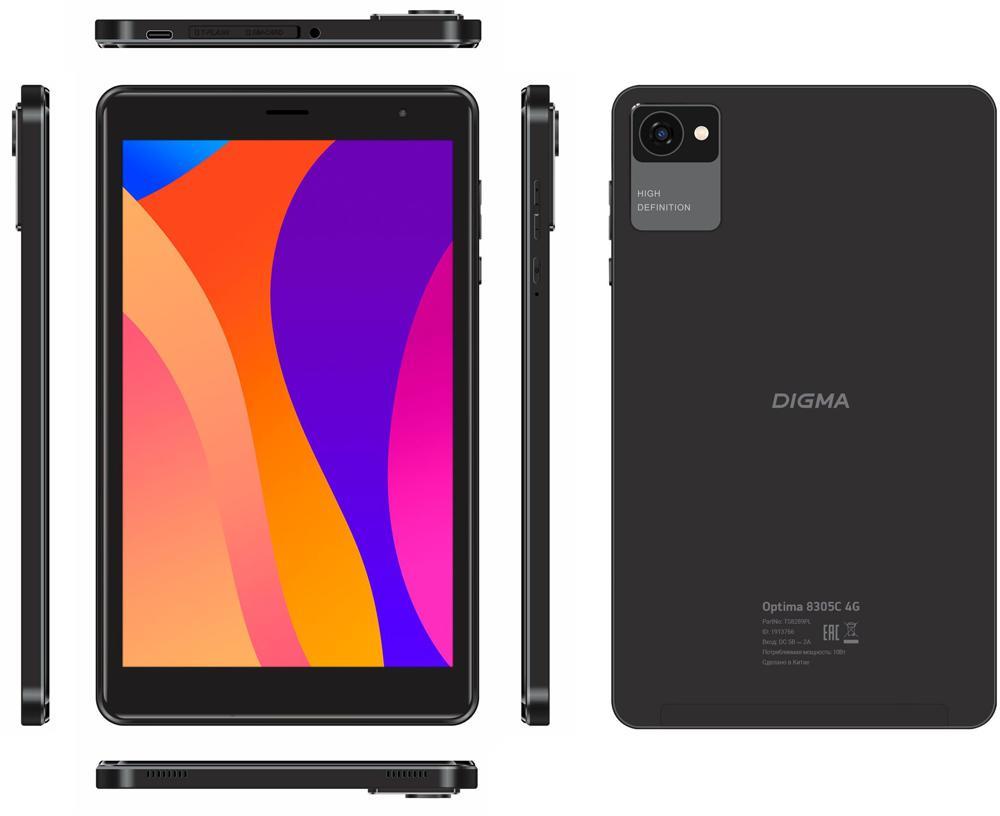 Планшет Digma Optima 8305C 4G SC9863A (1.6) 8C 3/32Gb WiFi черный