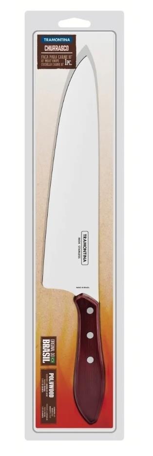 Нож для мяса Tramontina Polywood 25см с деревянной ручкой в блистере 21187/170