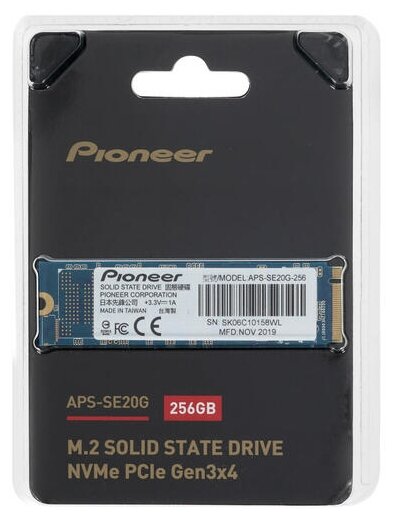 SSD M.2 256Gb Pioneer APS-SE20G-256 DRAM 2280 PCIe Gen3x4 NVMe Retail
