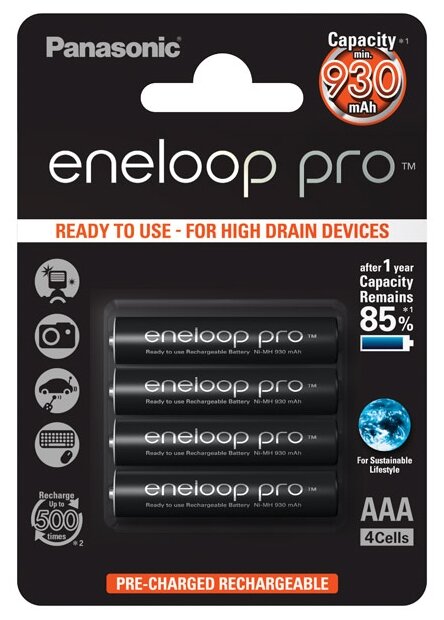 Аккумулятор Panasonic Eneloop PRO AAA930 mAh/1BL-4шт