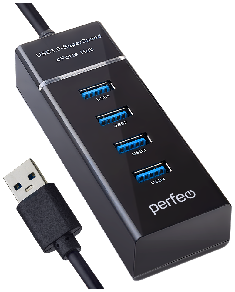 USB HUB Perfeo 4 Port PF-H031 USB 3.0 Black