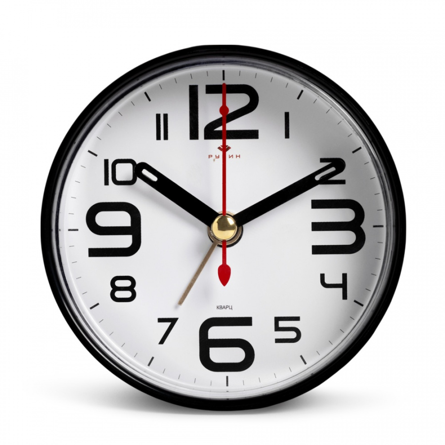 Будильник Рубин Классика d-8см черный В7-001B
