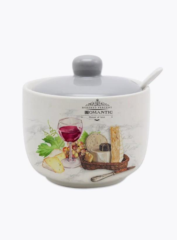 Сахарница Prima Collection Сыр и вино 450 мл c ложкой PC78CW450/ HC293-F08